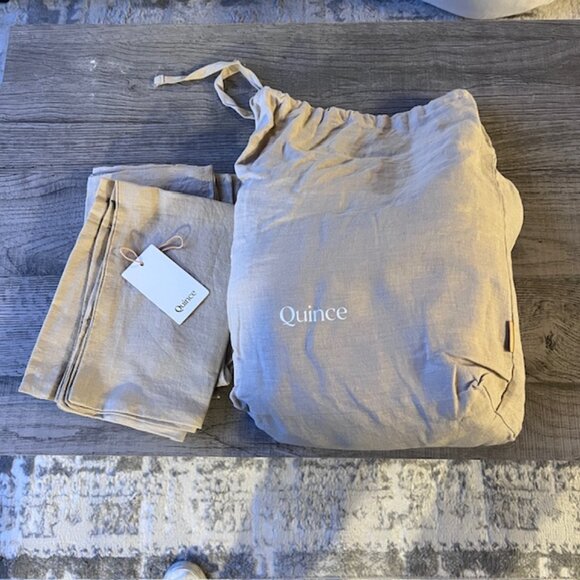 Quince Queen European Linen Duvet Cover Set Oat NWOT - Picture 2 of 4